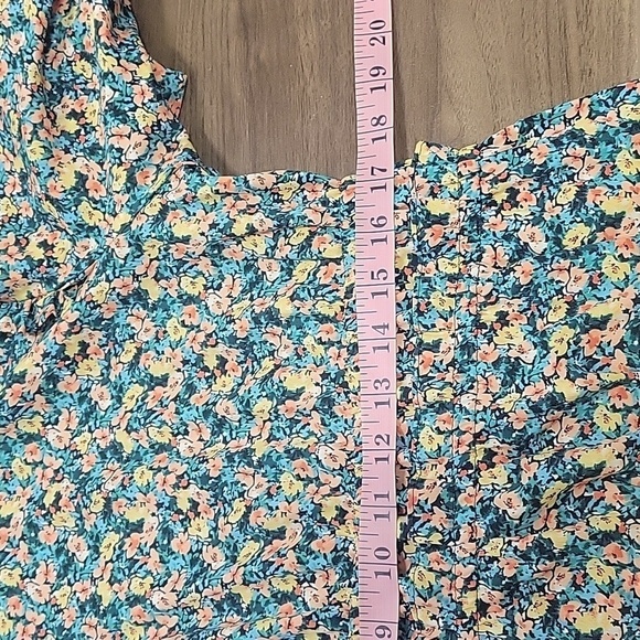 Topshop Floral Open Back Frill Puff Sleeve Midi Dress-Size 14 - Picture 17 of 17